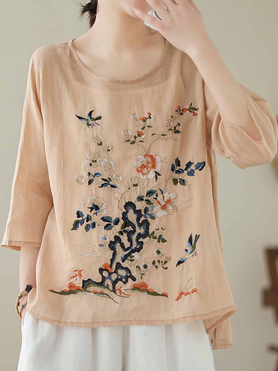 Flower printed round neck top