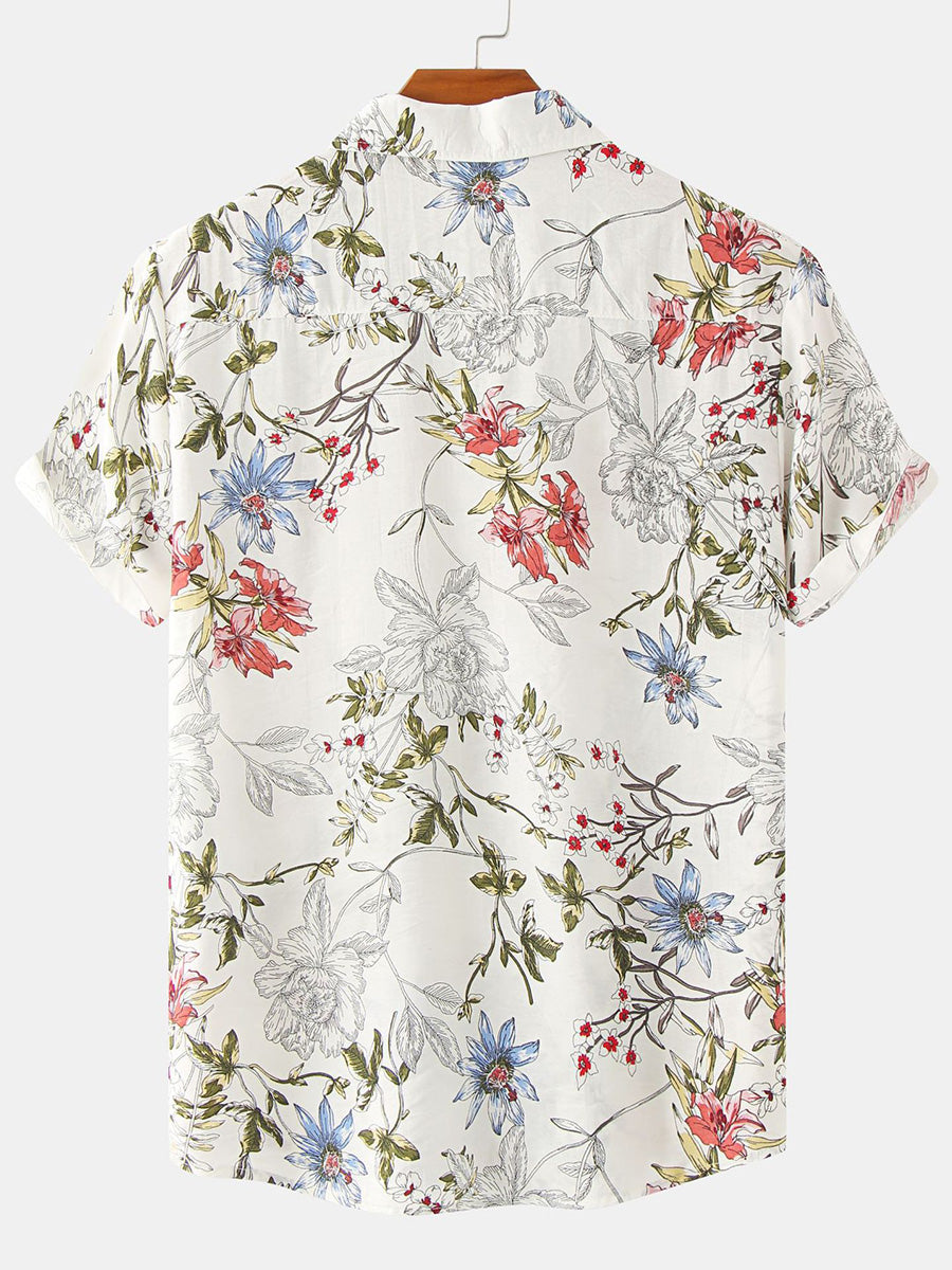 Chemise à manches courtes à imprimé floral pour hommes