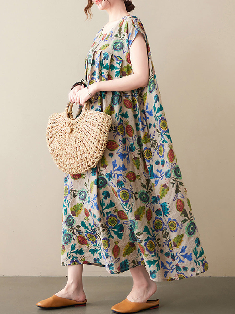 Floral cotton and linen Dress