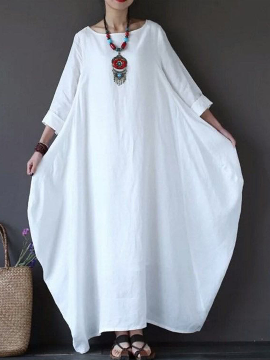 Solid linen oversized dress