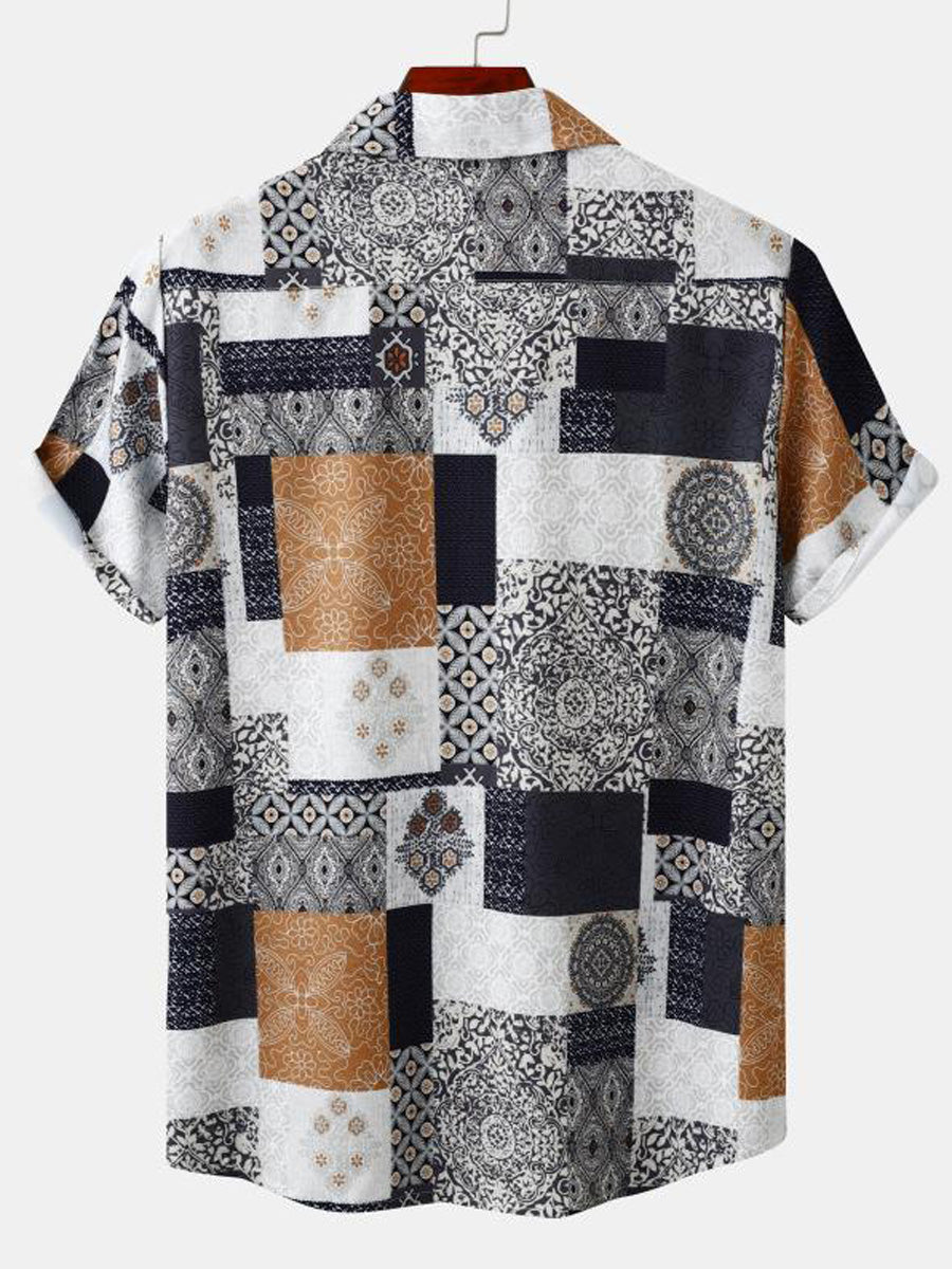 Chemise à manches courtes à motif Vintage pour homme