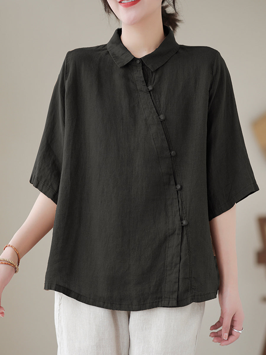 Diagonal button large shirt