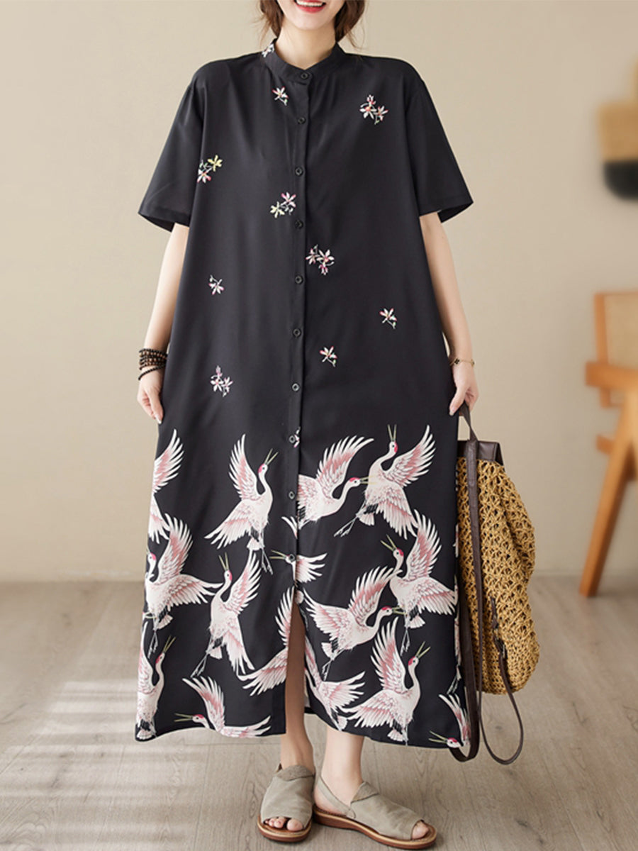 Flying Bird Print Dress