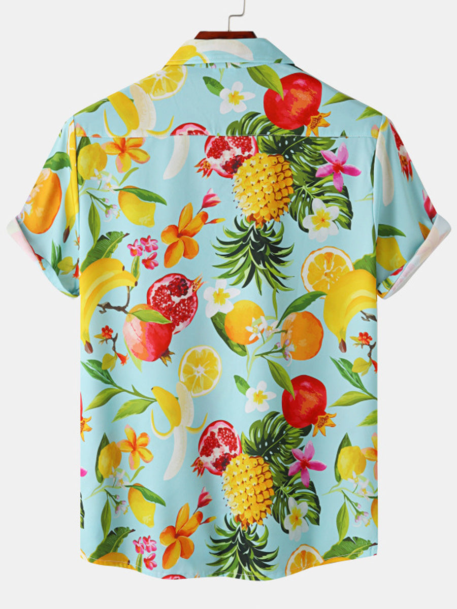 Chemise à manches courtes fruits des fêtes pour homme