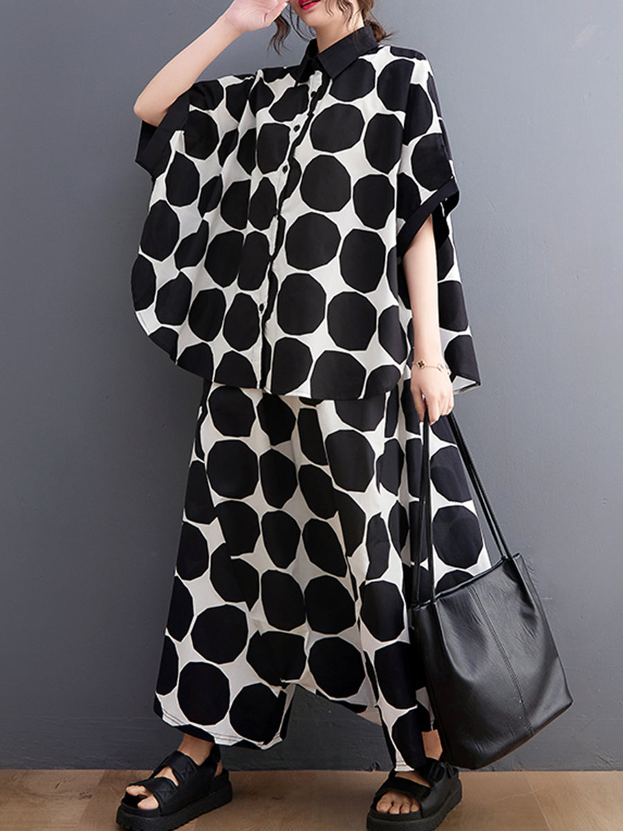 Large round dot printed loose set