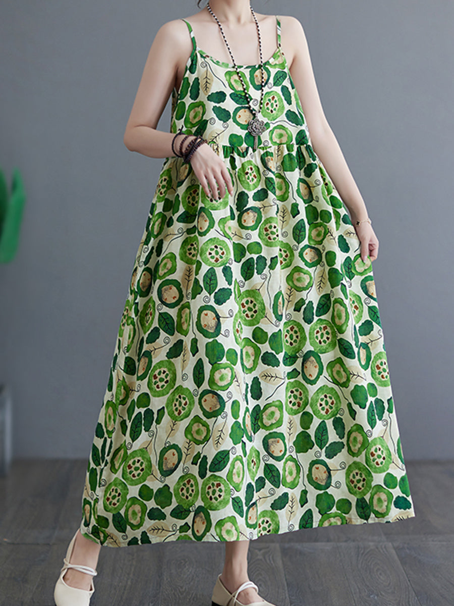 Vintage printed drawstring dress