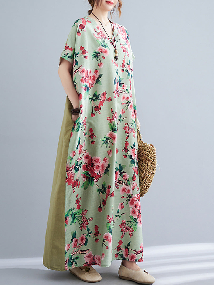 Floral V-neck long Dress