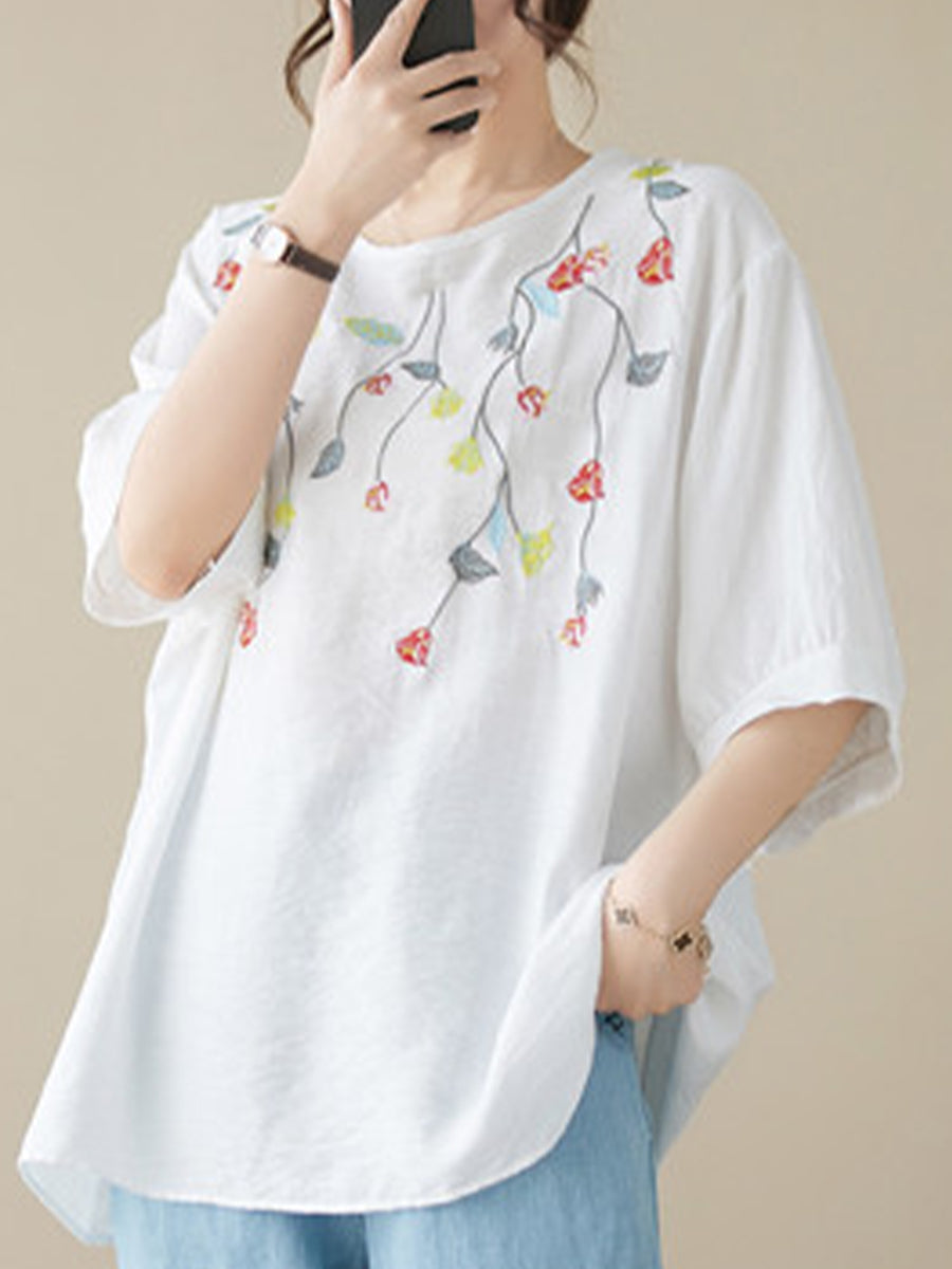 Embroidered round neck shirt