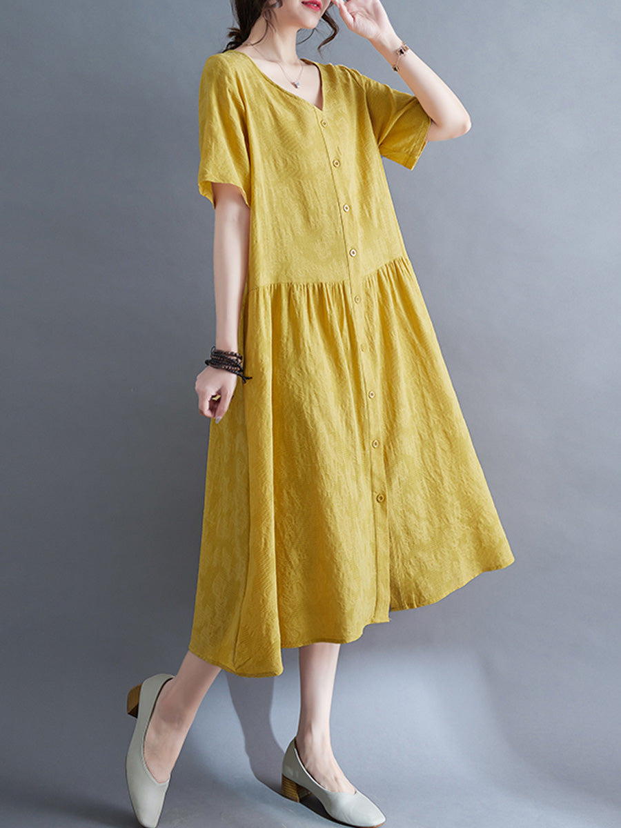 V-neck short sleeved shirt dress