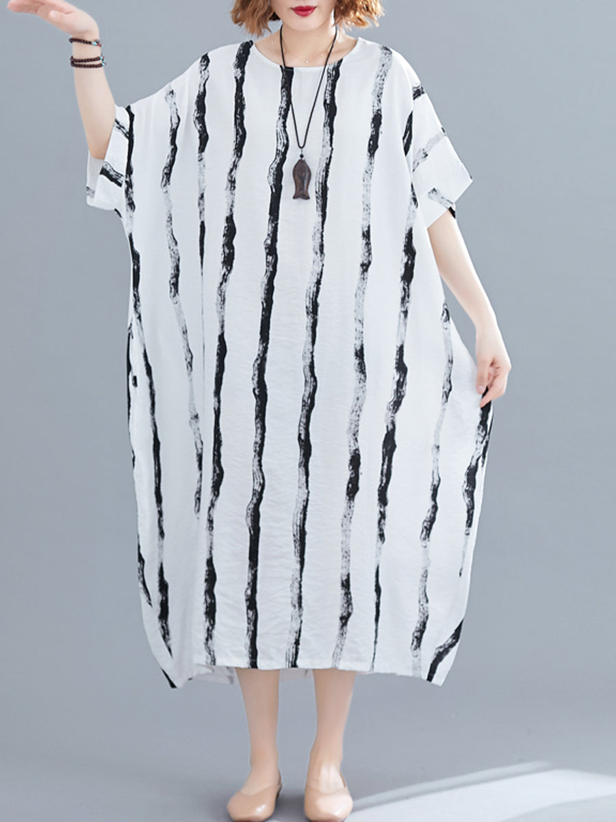 Vertical pattern casual dress