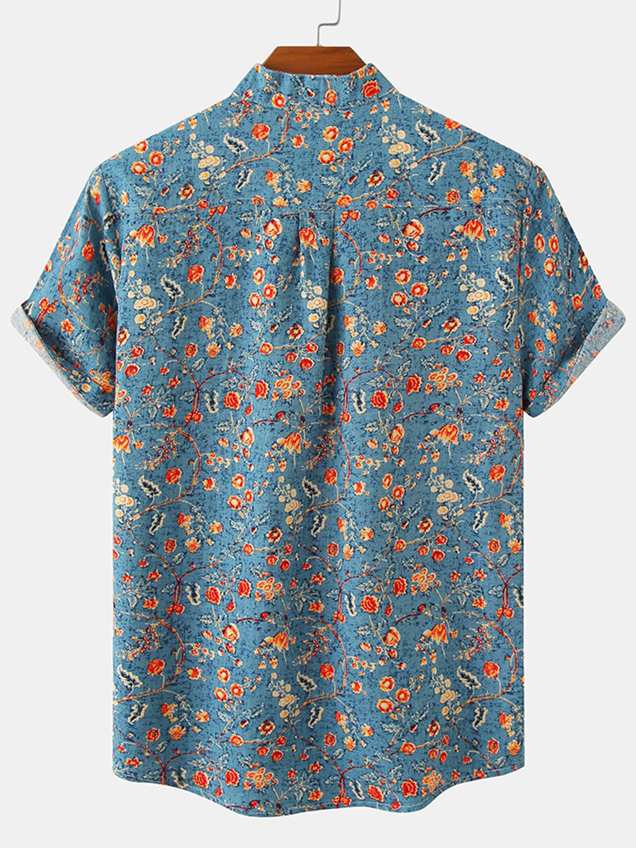 Chemise à manches courtes à imprimé floral pour hommes