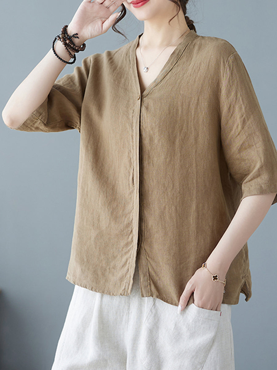 V-neck casual shirt