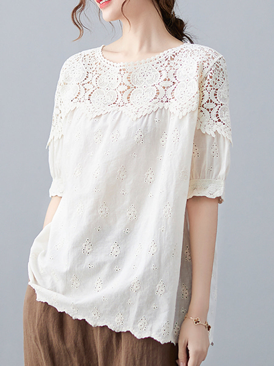 Lace cut out patchwork top