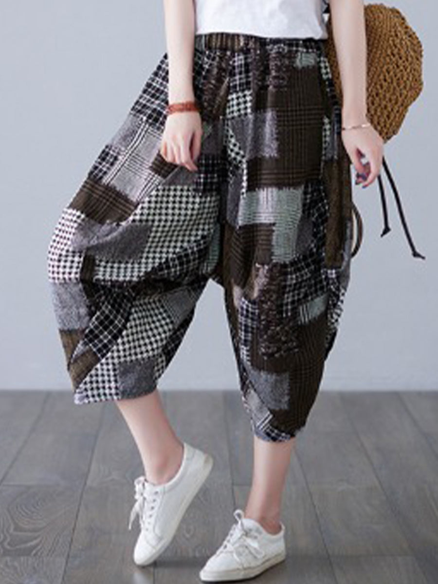 Patchwork checkered printed pant