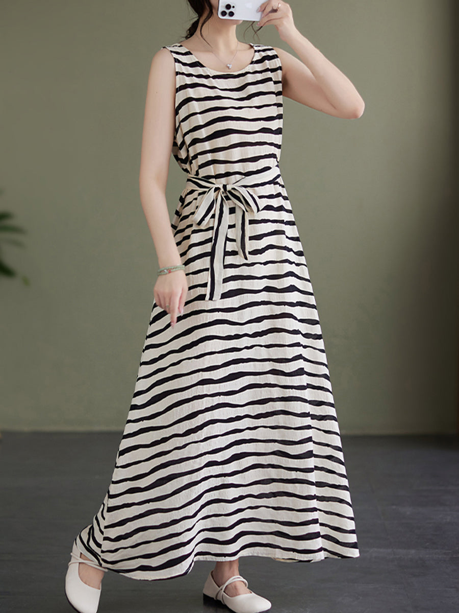 Tank top striped waistband dress