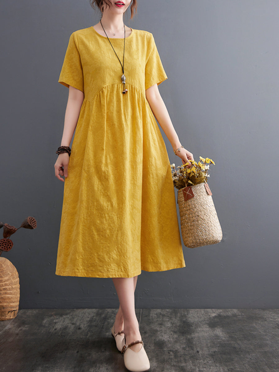 Solid Cotton and Linen Dress