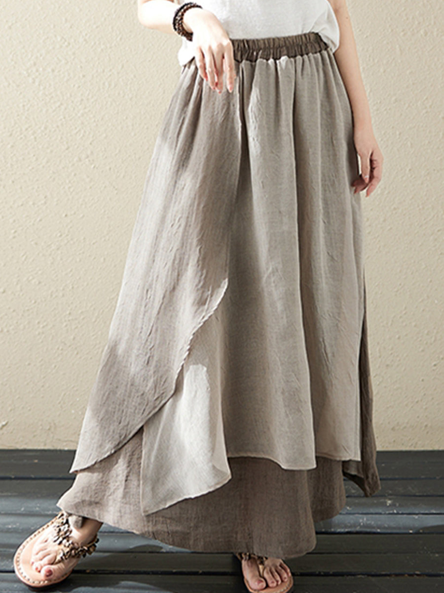 Irregular patchwork plain skirt