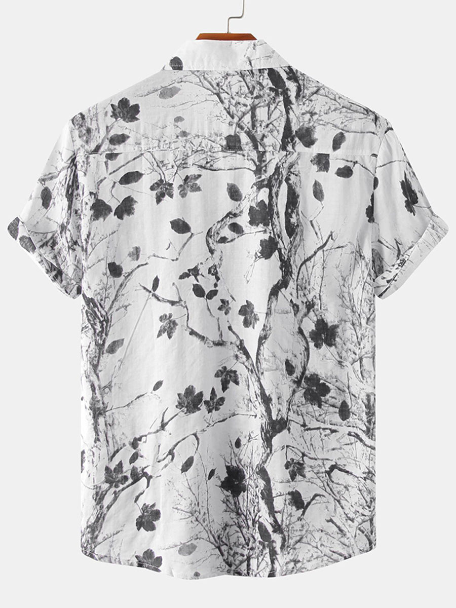 Men's branch print short sleeve shirt