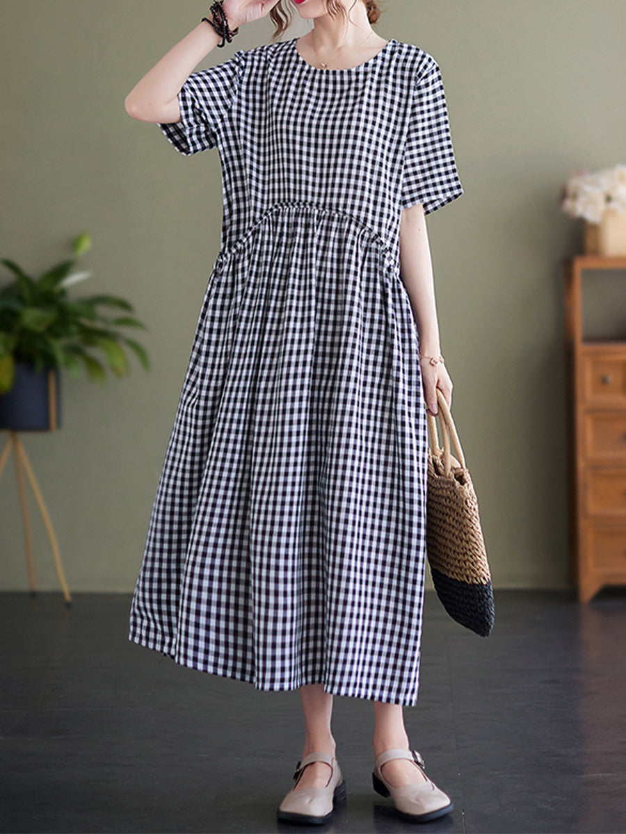 Checkered Short Sleeve Dress