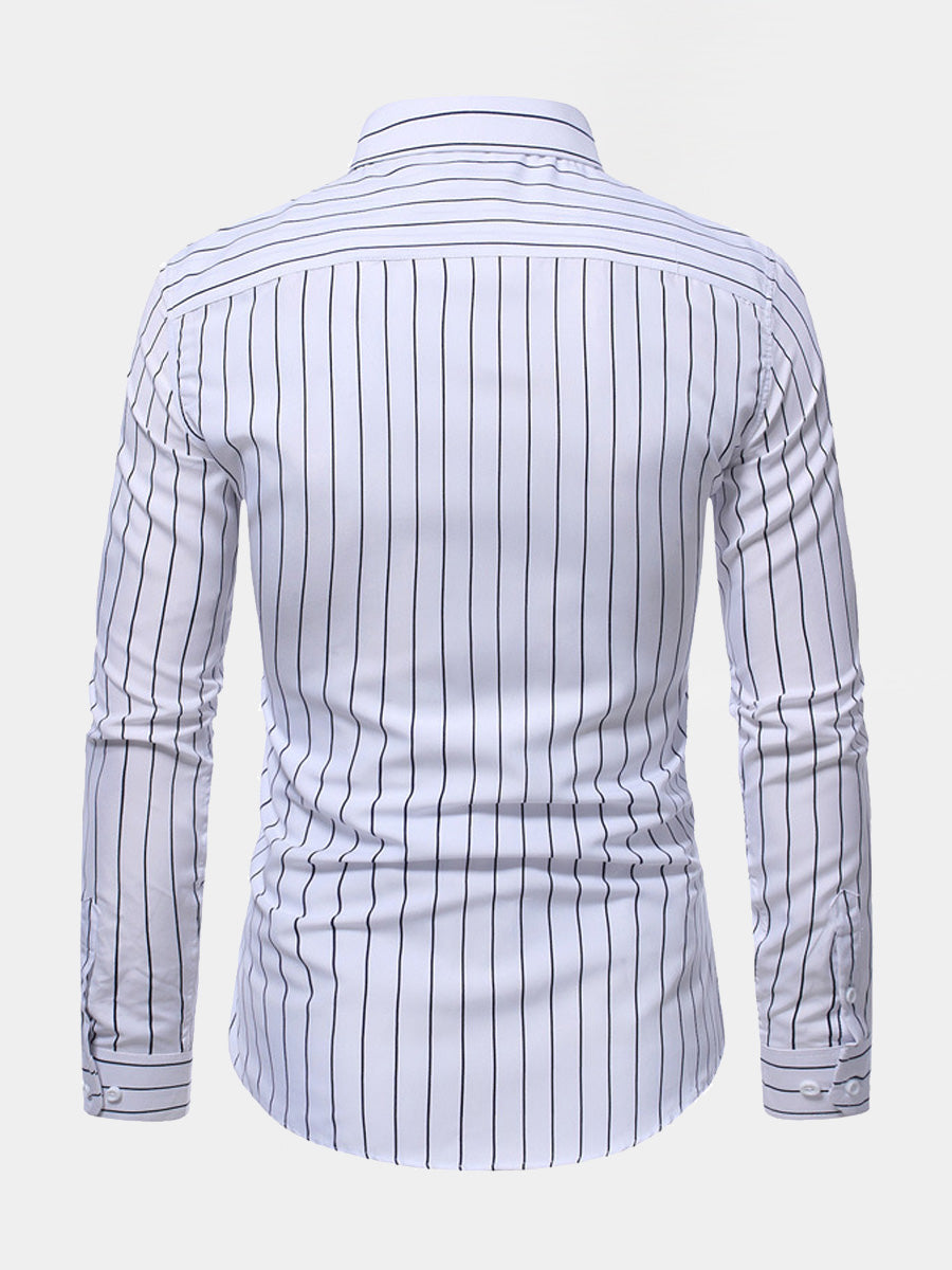 Camicia a maniche lunghe casual verticale da uomo