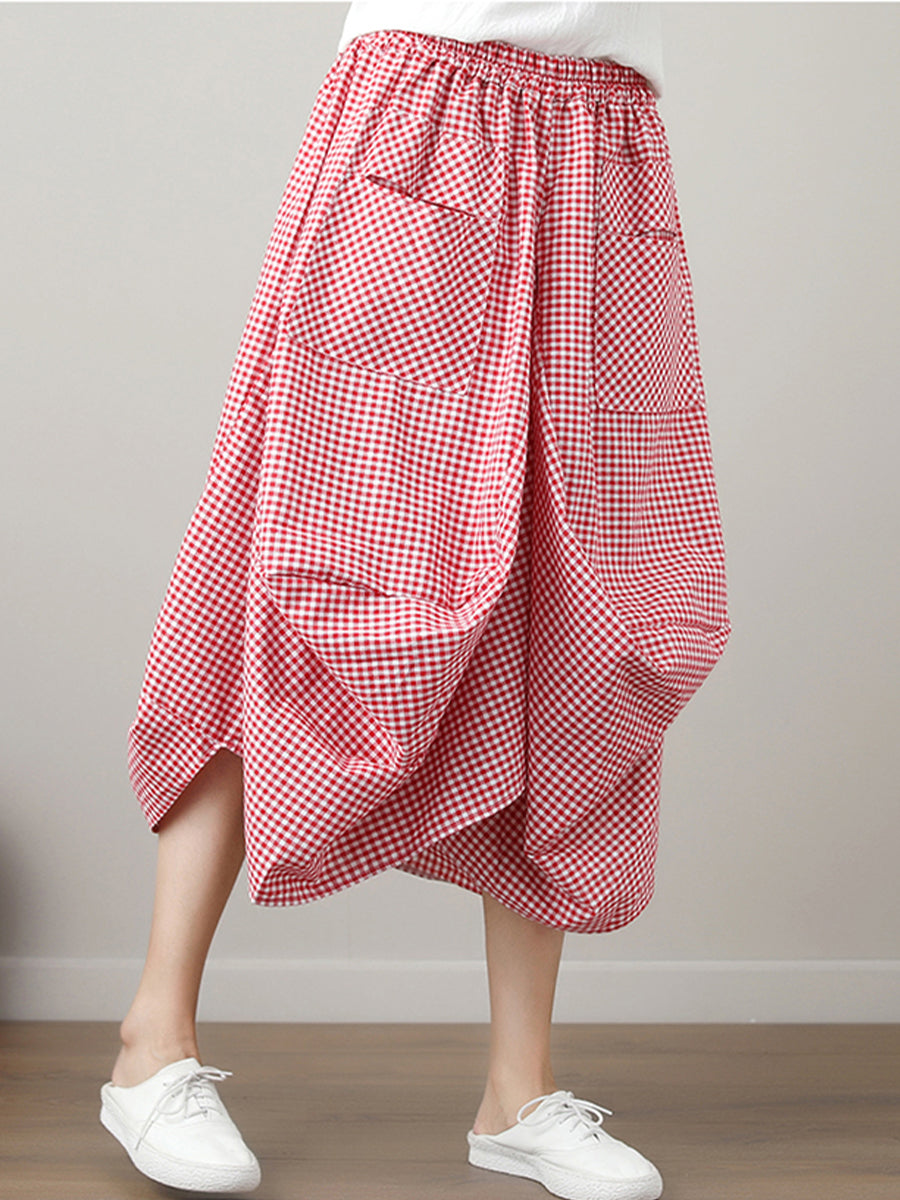 Loose and slim plaid skirt