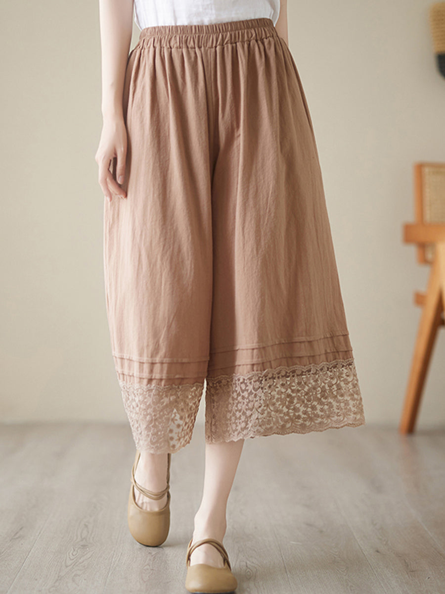 Oversized lace patchwork skirt pants