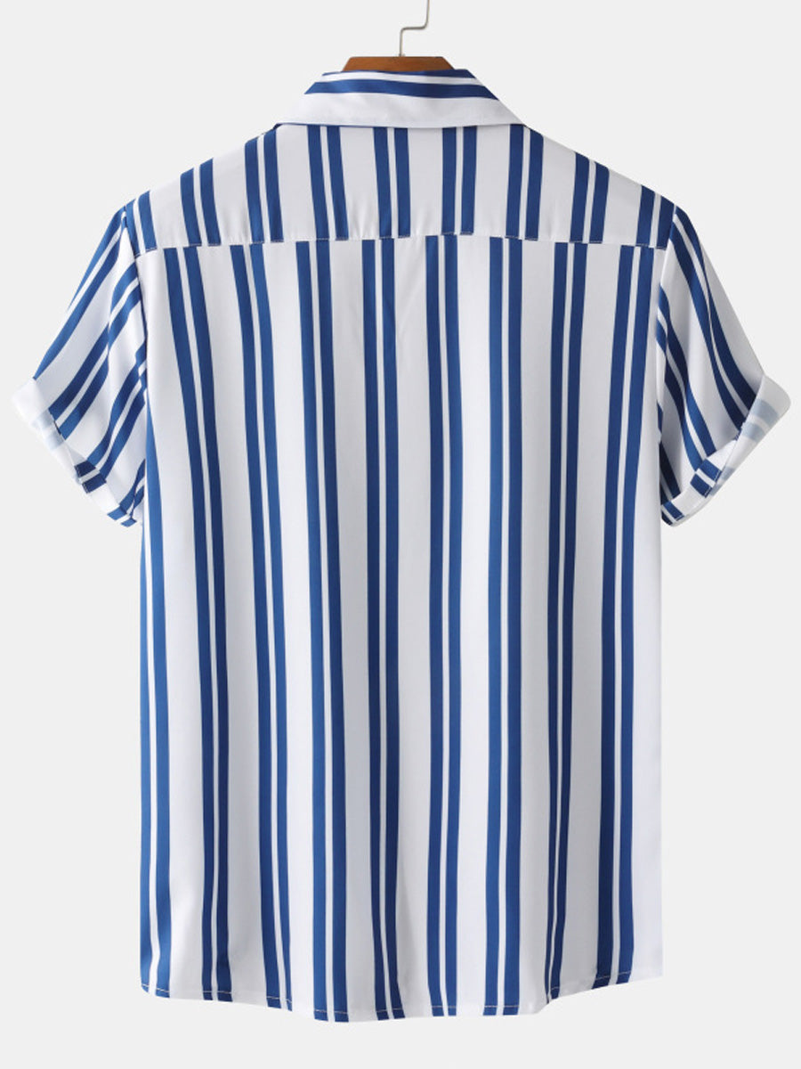 Chemise à manches courtes à imprimé vertical pour homme