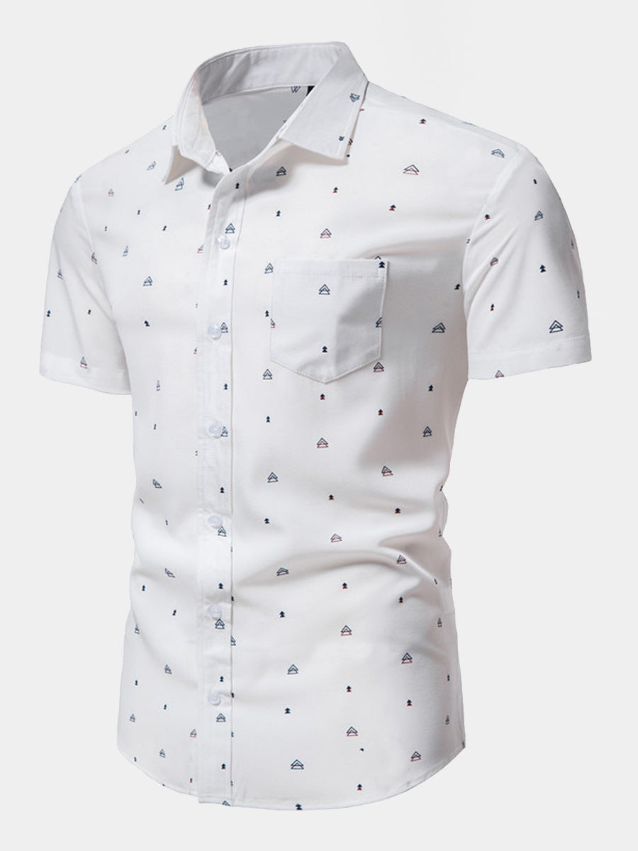 Chemise homme manches courtes imprimé triangle