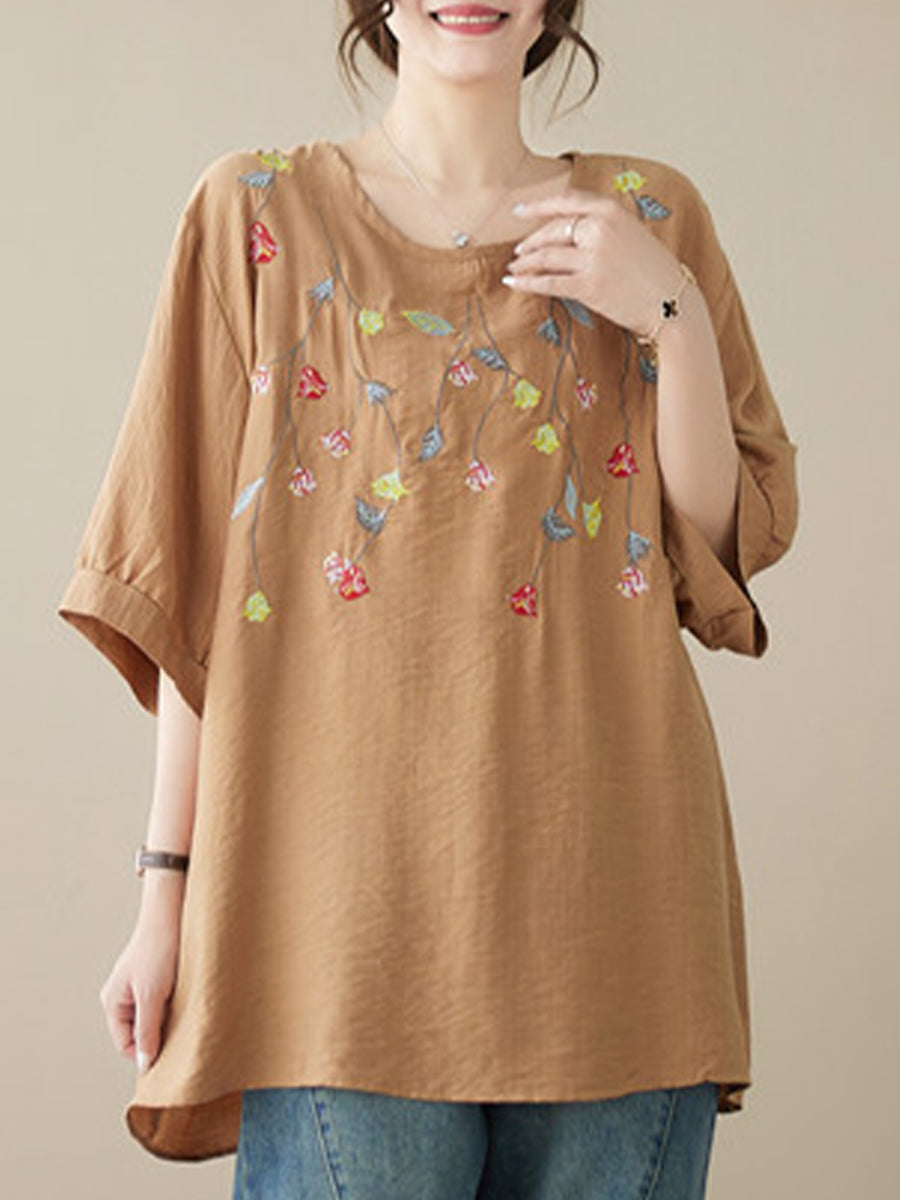 Embroidered round neck shirt