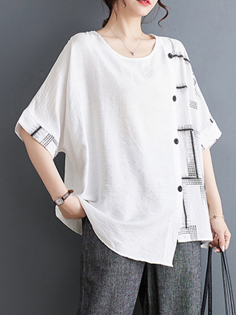 Oversized diagonal button shirt