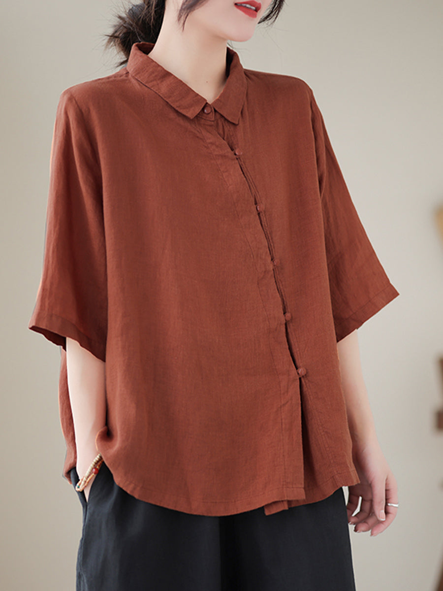 Diagonal button large shirt