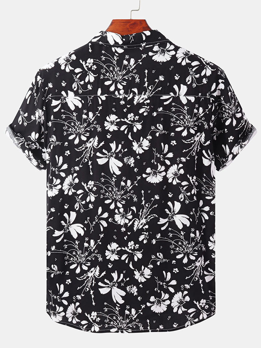 Chemise à manches courtes à imprimé floral pour hommes