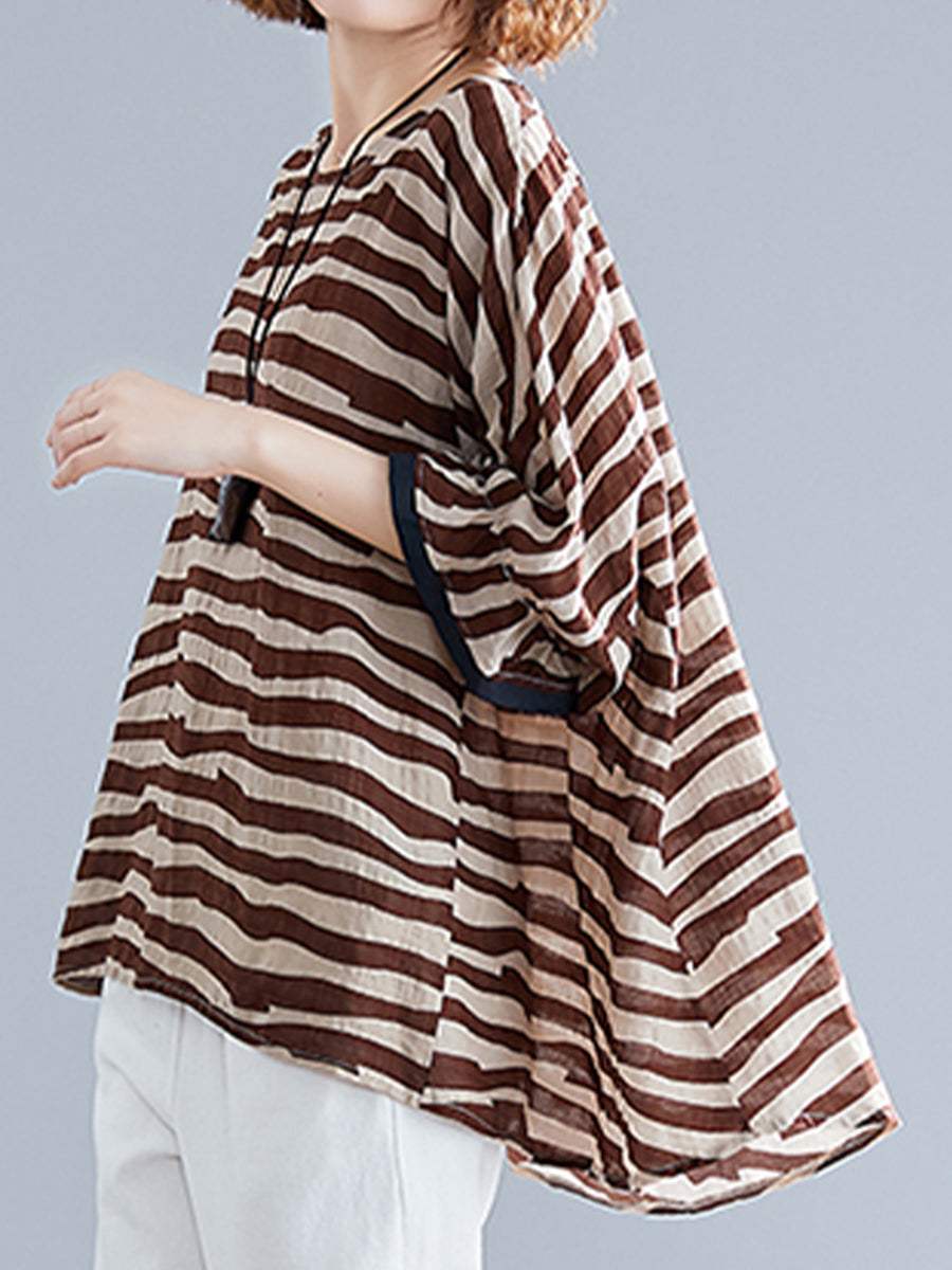 Horizontal striped oversized top