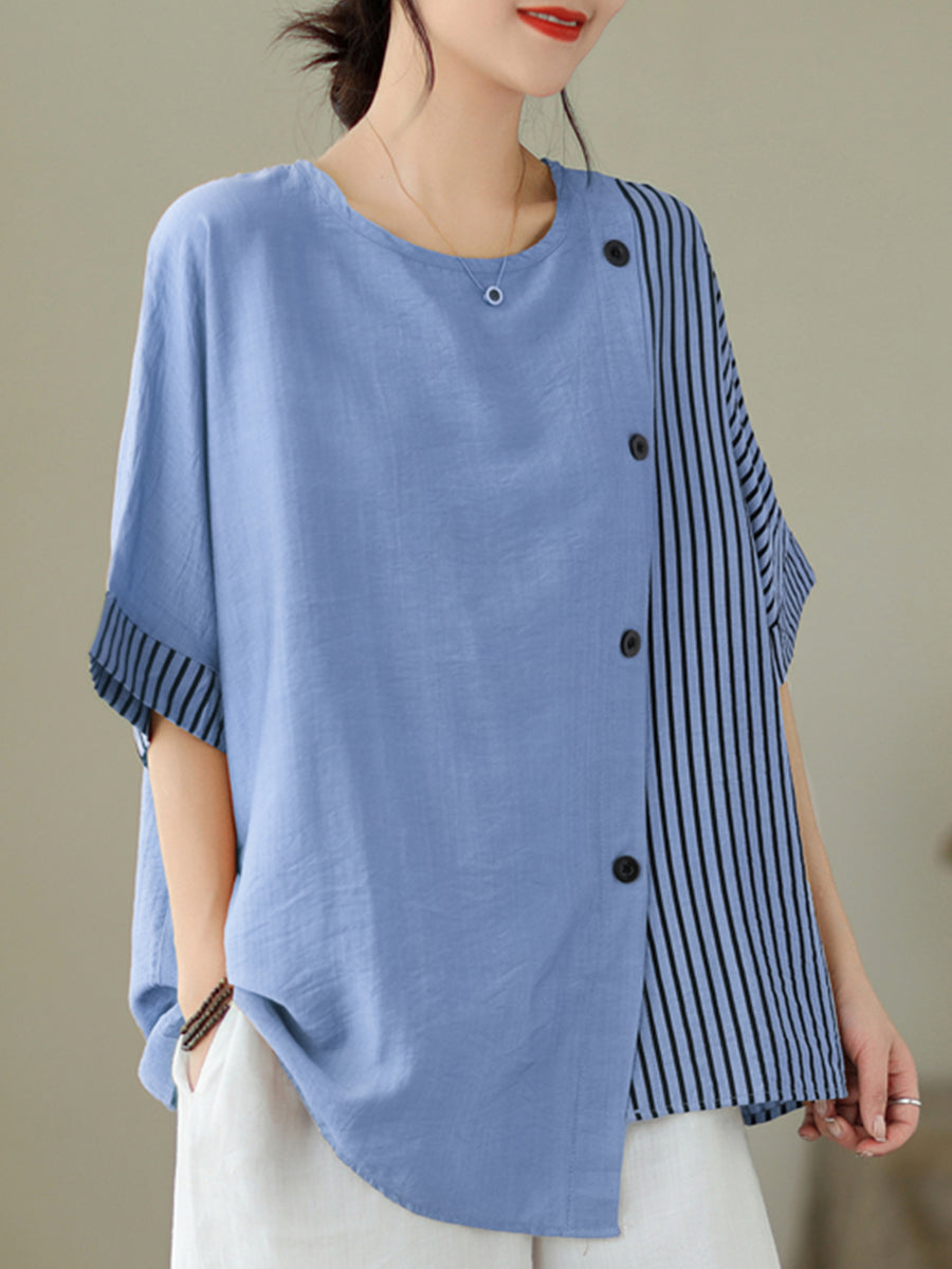 Diagonal button vertical pattern shirt