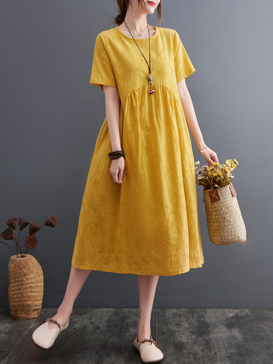 Solid Cotton and Linen Dress