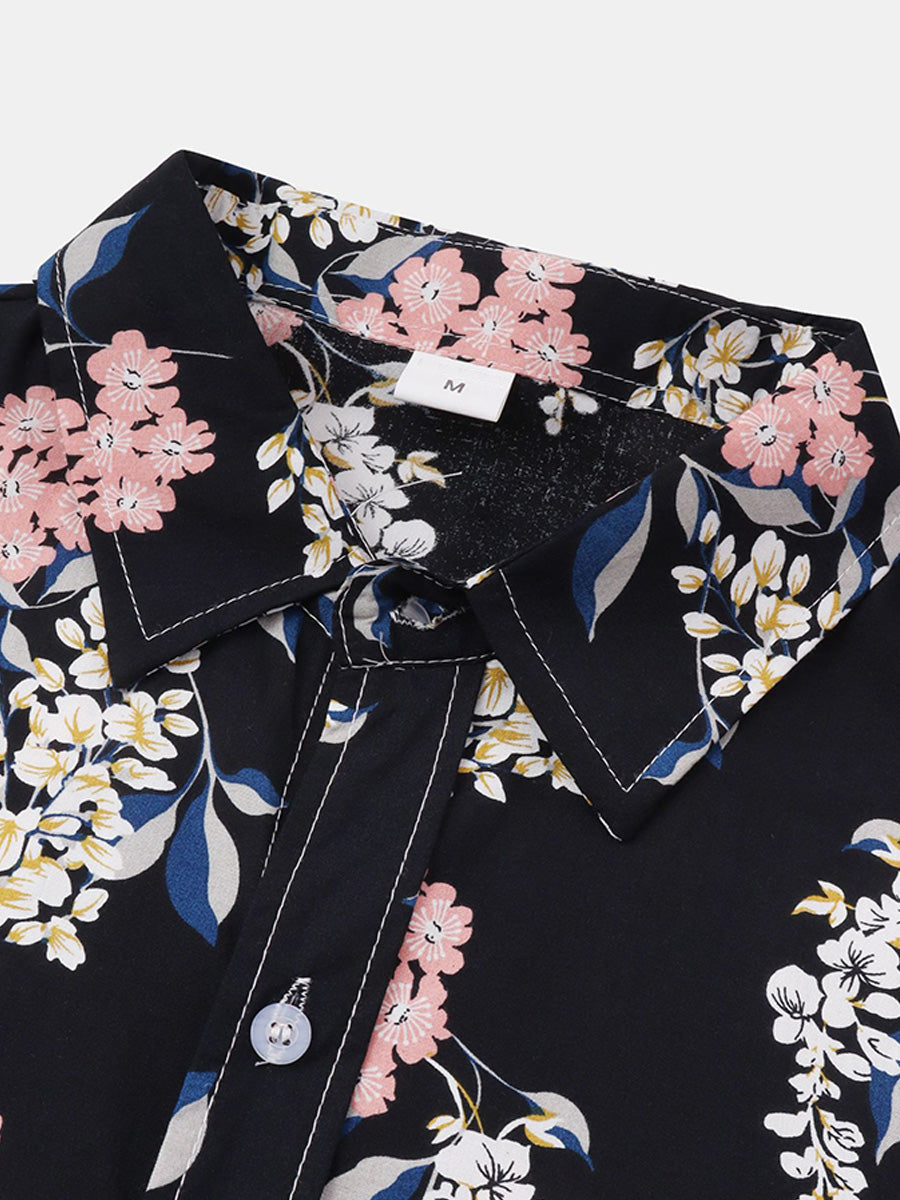 Chemise à manches courtes à imprimé floral pour hommes