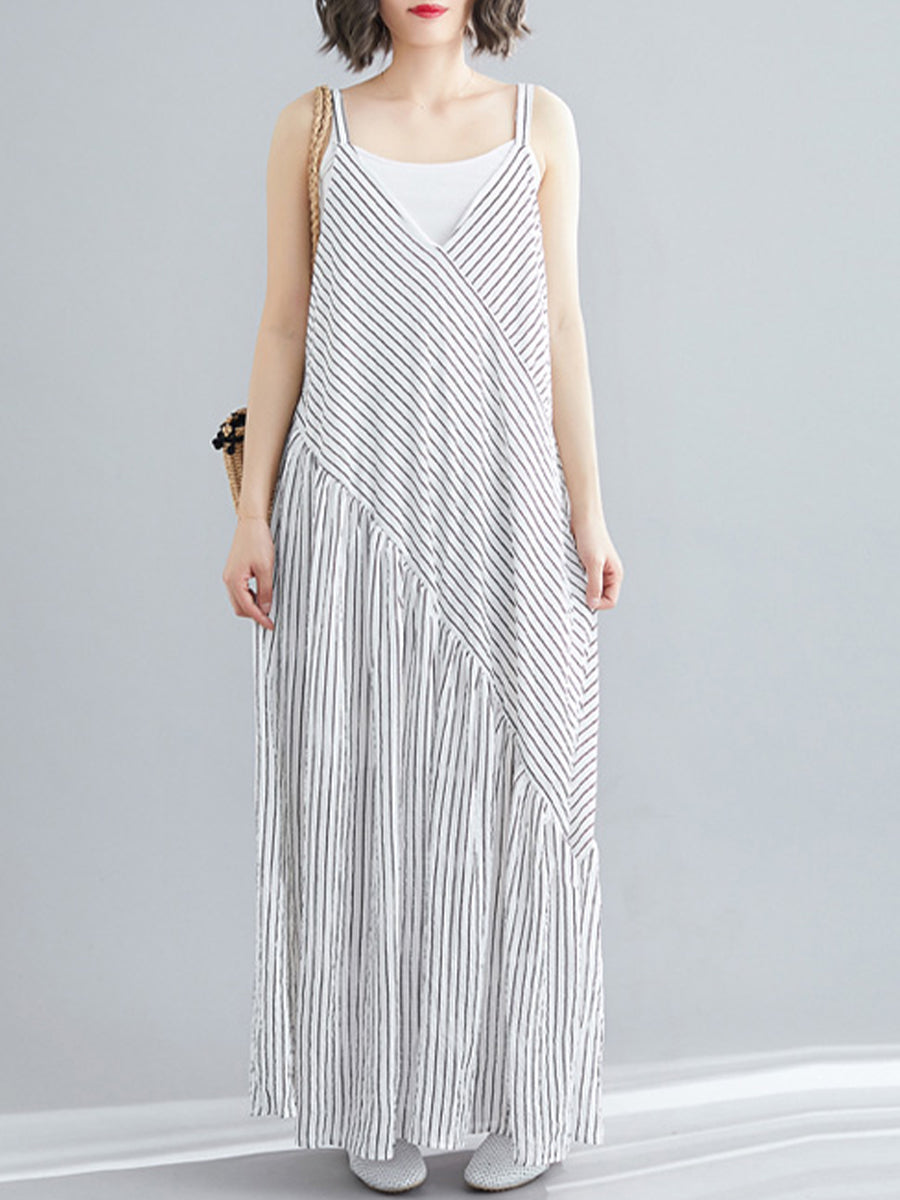 Asymmetric Stripe loose Jumpsuit