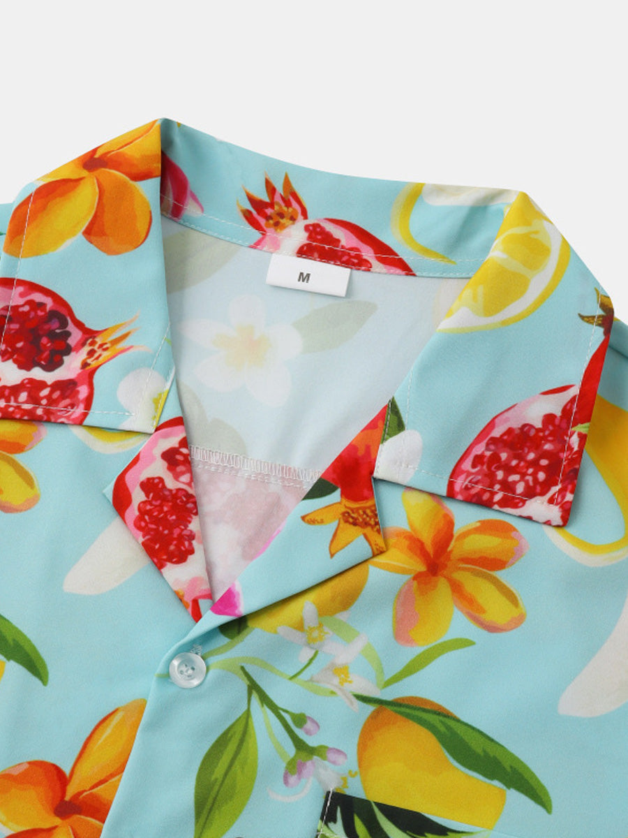 Chemise à manches courtes fruits des fêtes pour homme