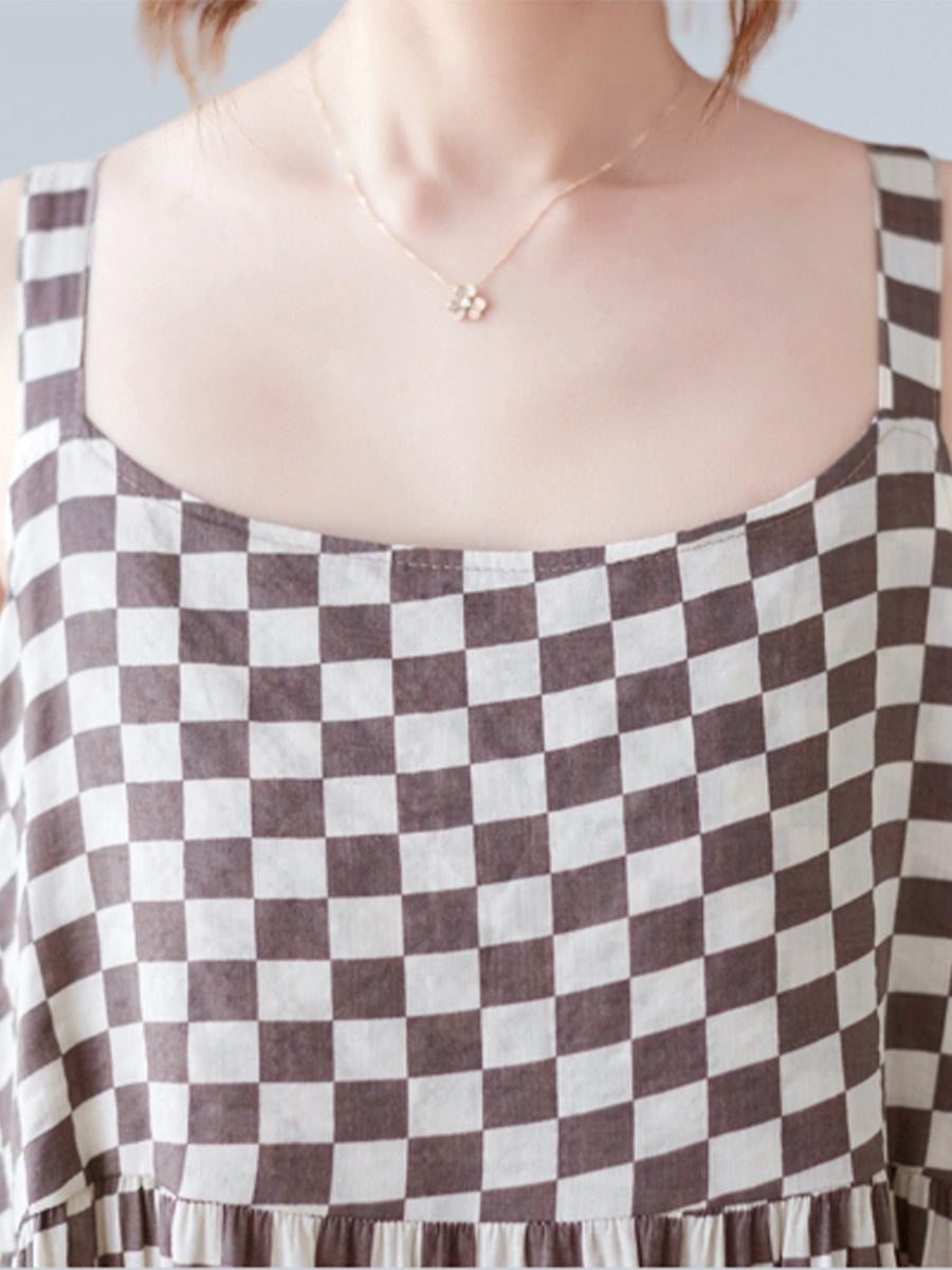 Checkerboard suspender dress