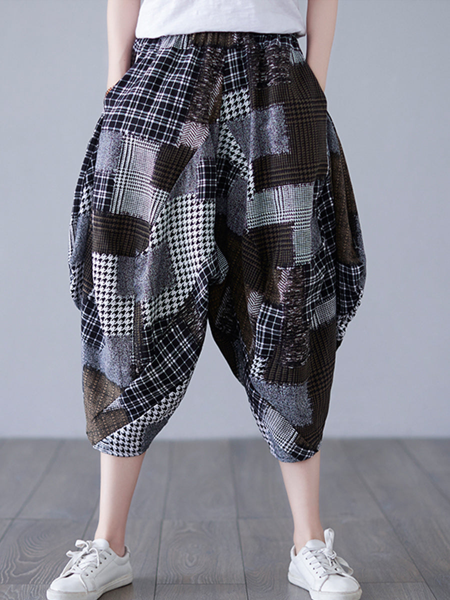 Patchwork checkered printed pant