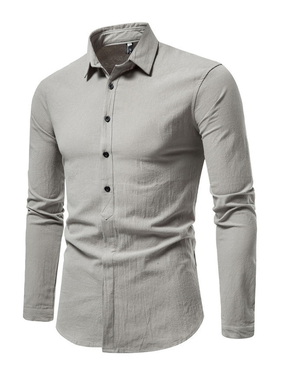 Solida camicia a maniche lunghe casual da uomo