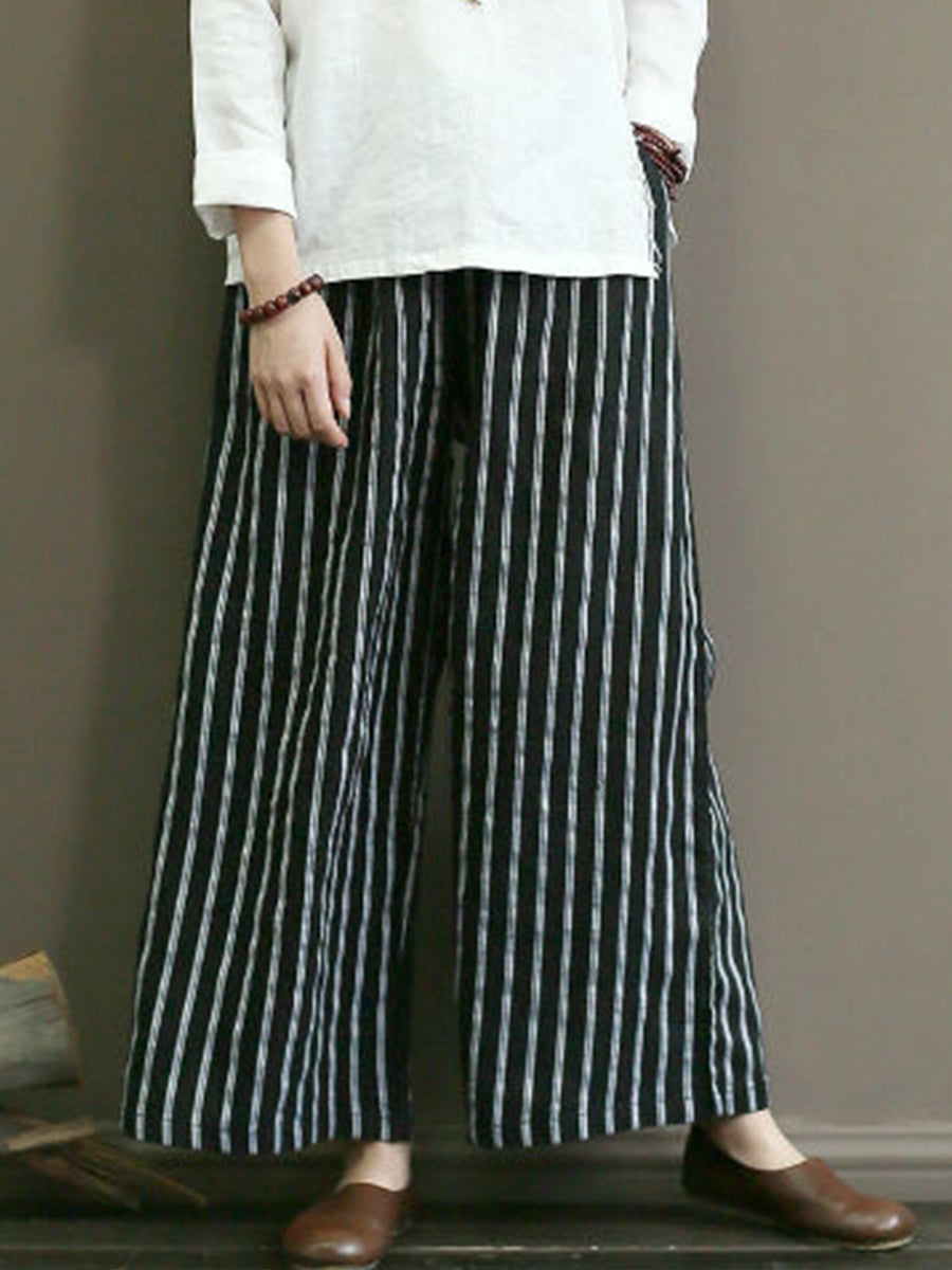 Striped wide leg pants