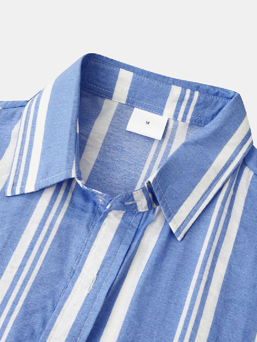 Men's  vertical casual short sleeve shirt