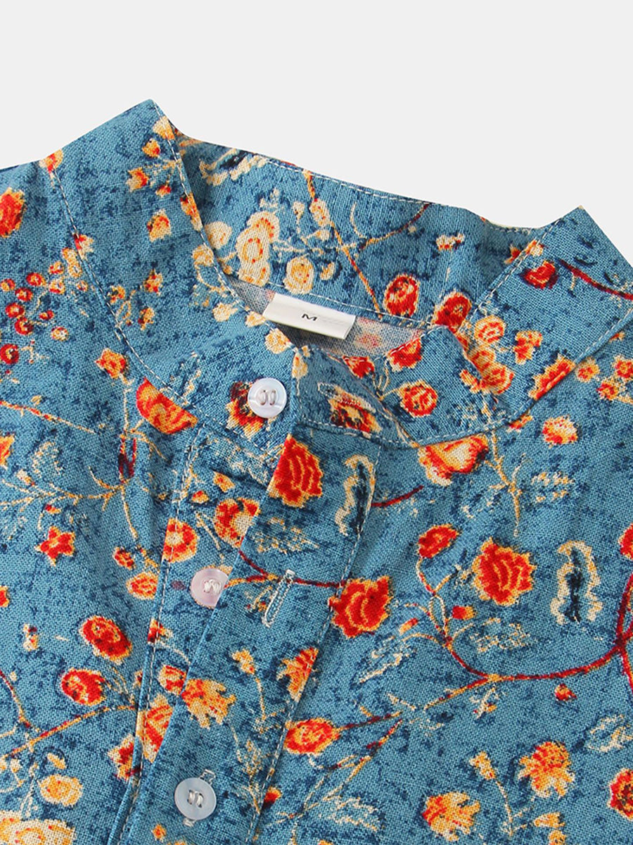 Camicia da uomo a maniche corte con stampa floreale