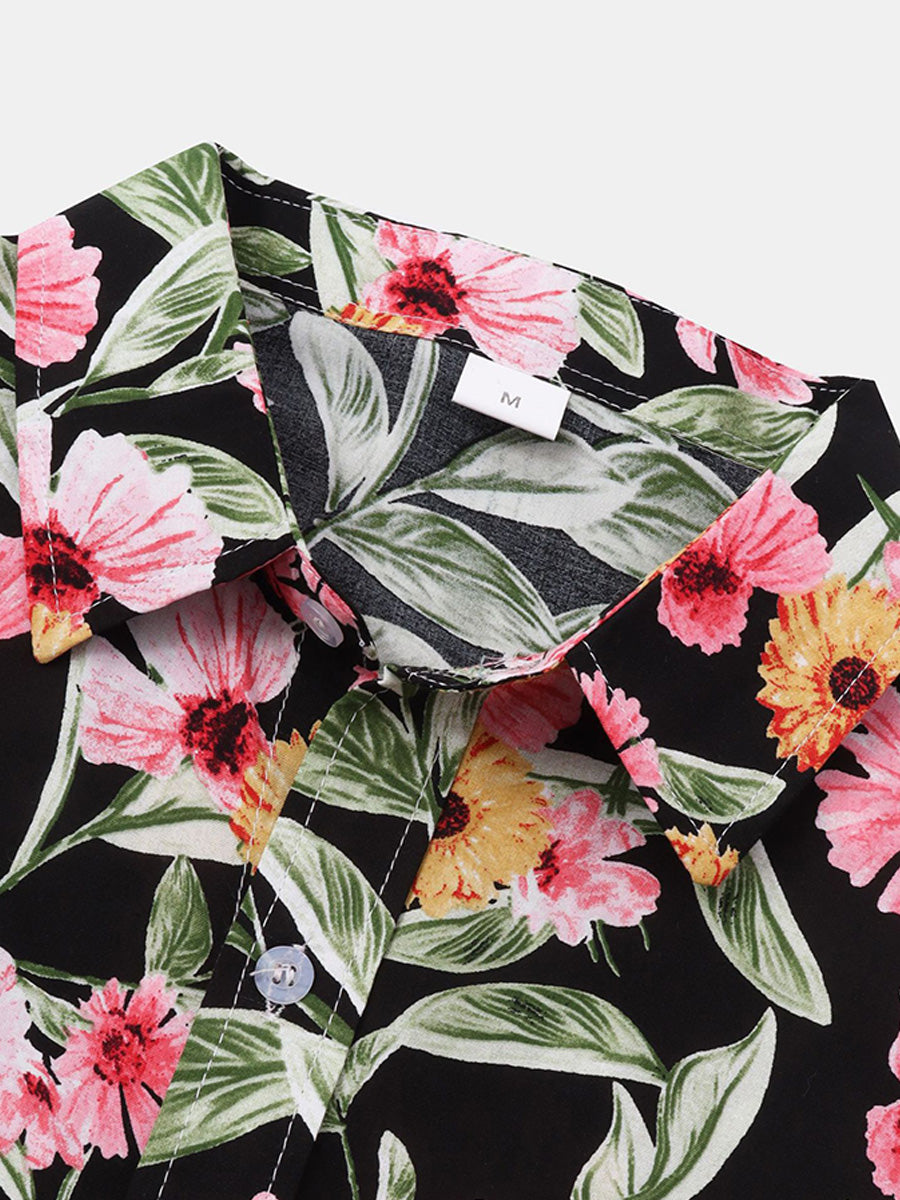 Chemise à manches courtes à imprimé floral pour hommes