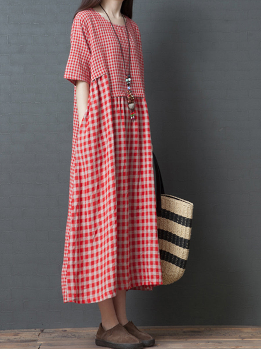 Checkered Short Sleeve Dress