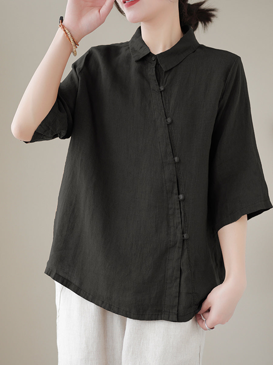 Diagonal button large shirt