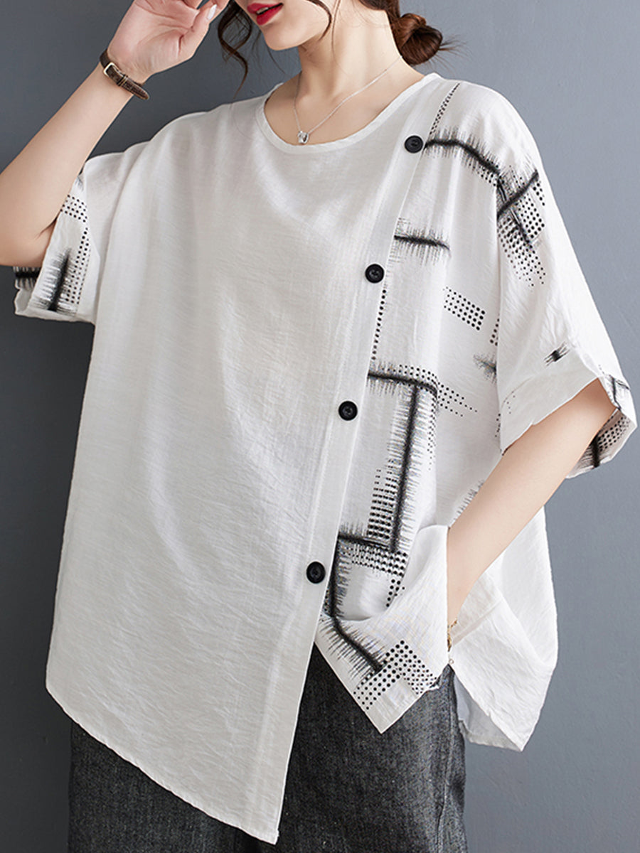 Oversized diagonal button shirt