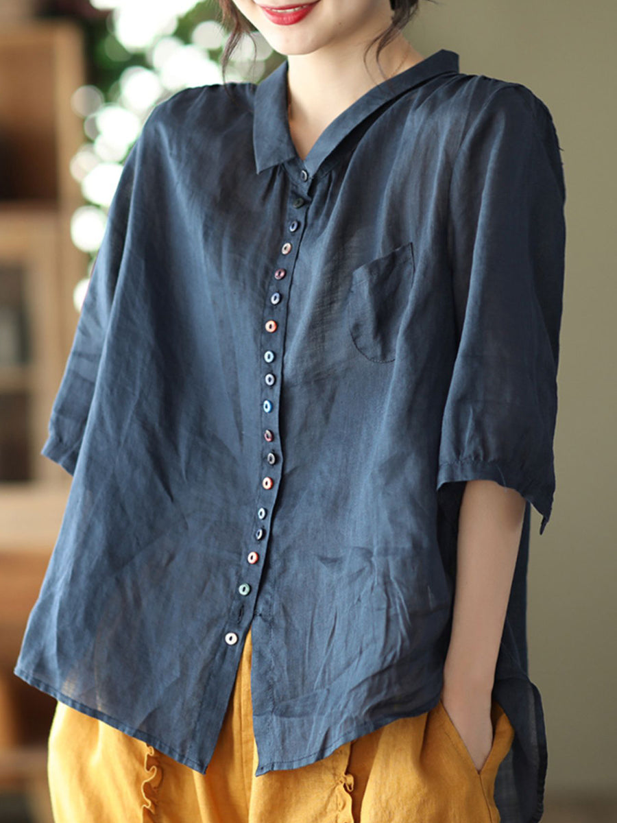 Small button large breathable shirt