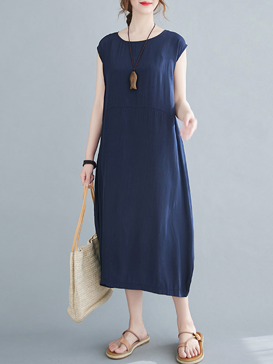 Temperament Sleeveless Solid Color Dress